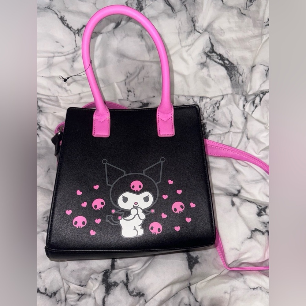 Loungefly Black and Pink Kuromi Satchel Handbag